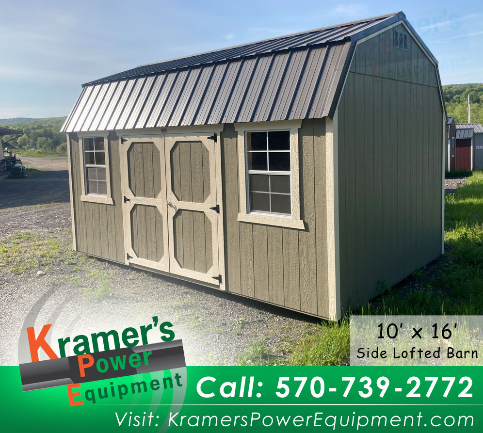 Clay Side Lofted Barn Shed with Windows (10'x16')