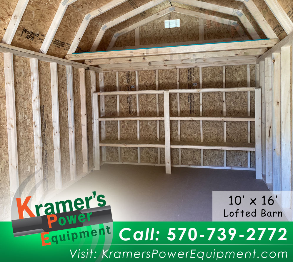 Shelves and Loft of 10'x16' Storage Barn