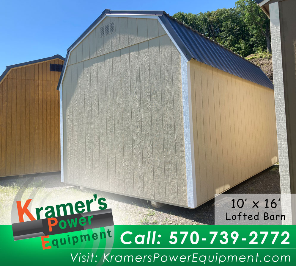 Back Side of Outdoor Beige 10'x16' Storage Barn