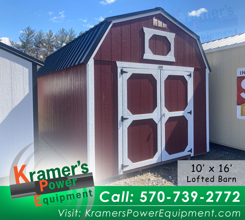 Red Lofted Barn Shed with Double Doors 10x16