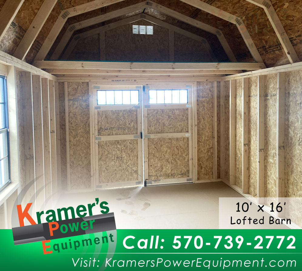 Gray Lofted Barn with Double Doors & with Windows (10'x16')