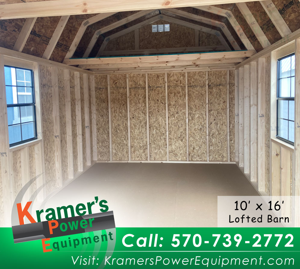 Gray Lofted Barn with Double Doors & with Windows (10'x16')
