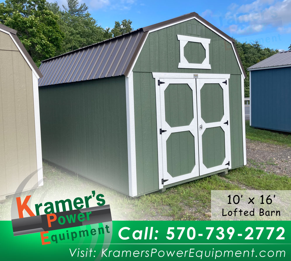 10x16 Green Lofted Storage Barn (10'x16') - Price Sale Sheet