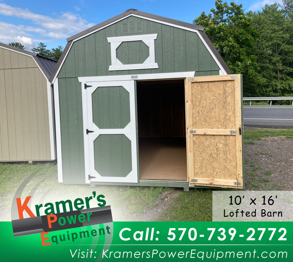 10x16 Green Lofted Storage Barn (10'x16') - Price Sale Sheet
