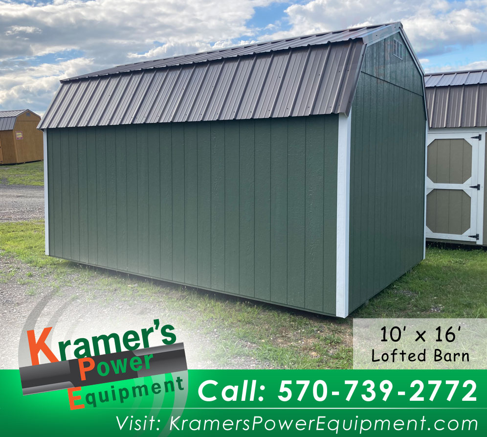 10x16 Green Lofted Storage Barn (10'x16') - Price Sale Sheet