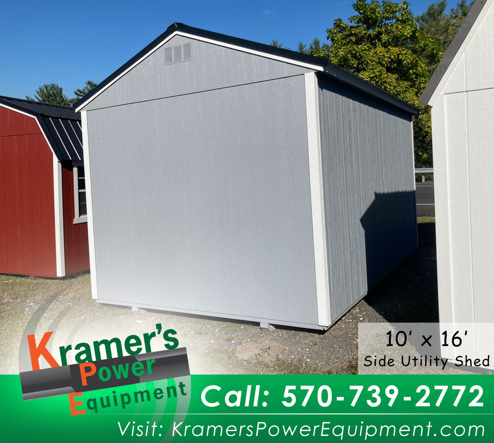 Steely Gray Side Utility Shed With Windows (10'x16')