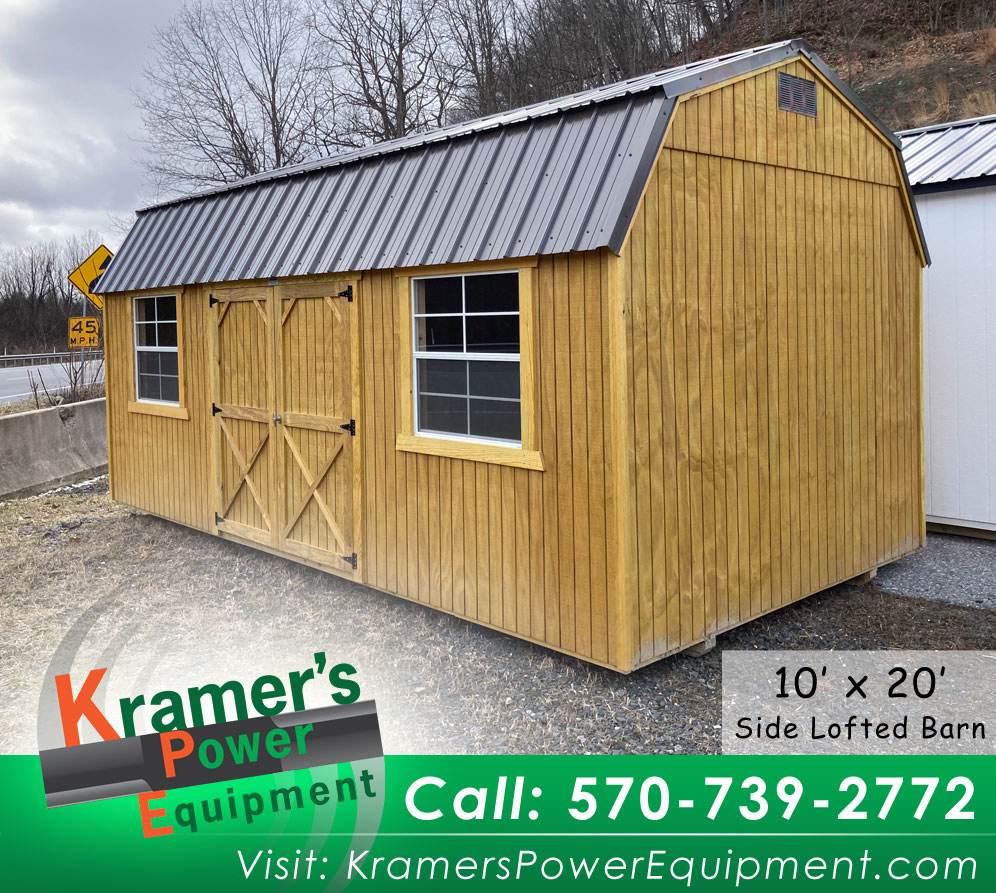 Honey Gold Side Lofted Barn with Windows (10'x20')