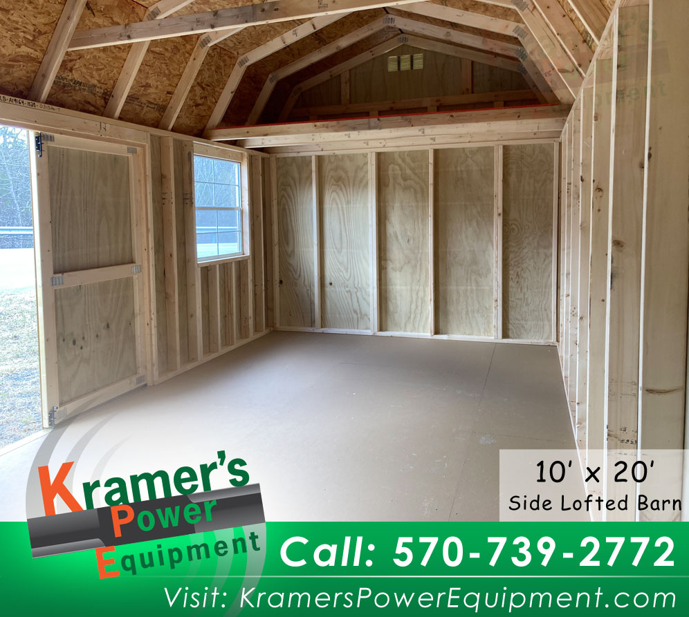 Honey Gold Side Lofted Barn with Windows (10'x20')