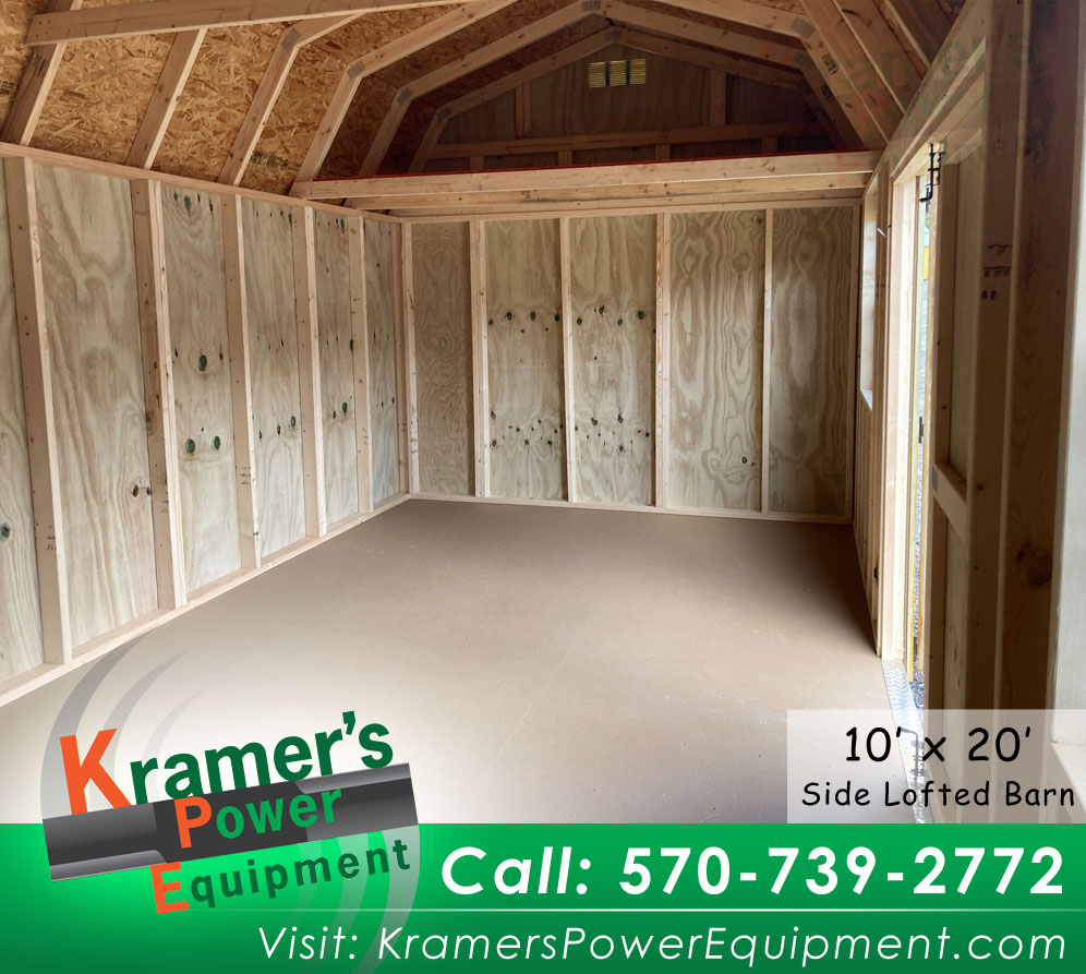 Honey Gold Side Lofted Barn with Windows (10'x20')