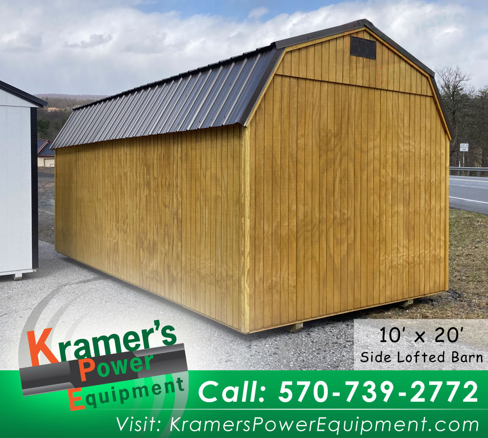 Honey Gold Side Lofted Barn with Windows (10'x20')