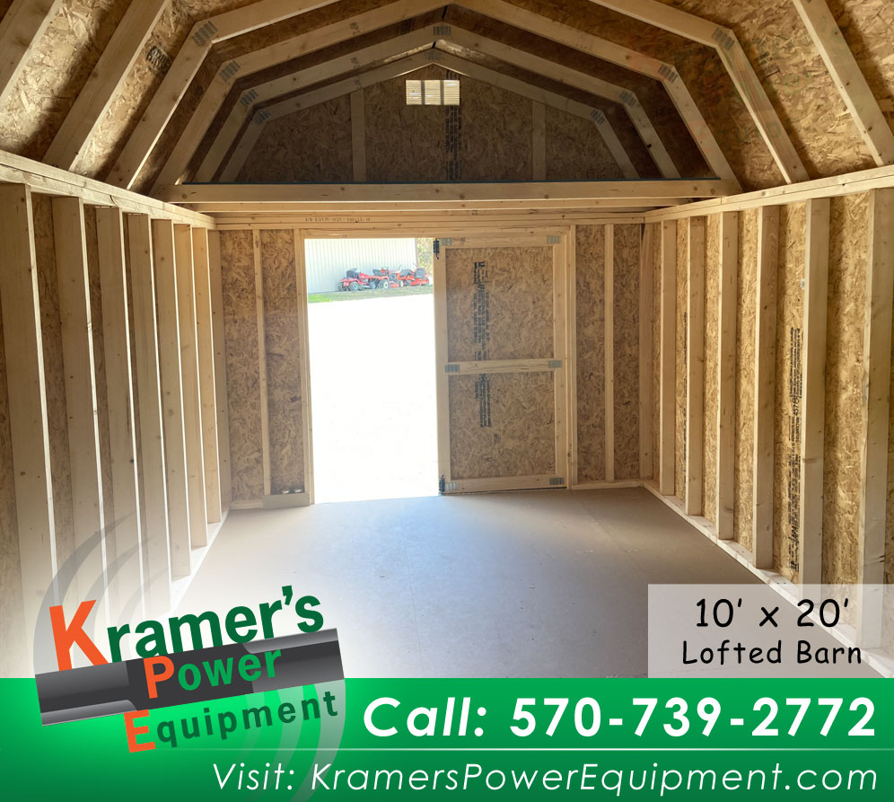 Inside Lofted Barn Shed with Storage Space