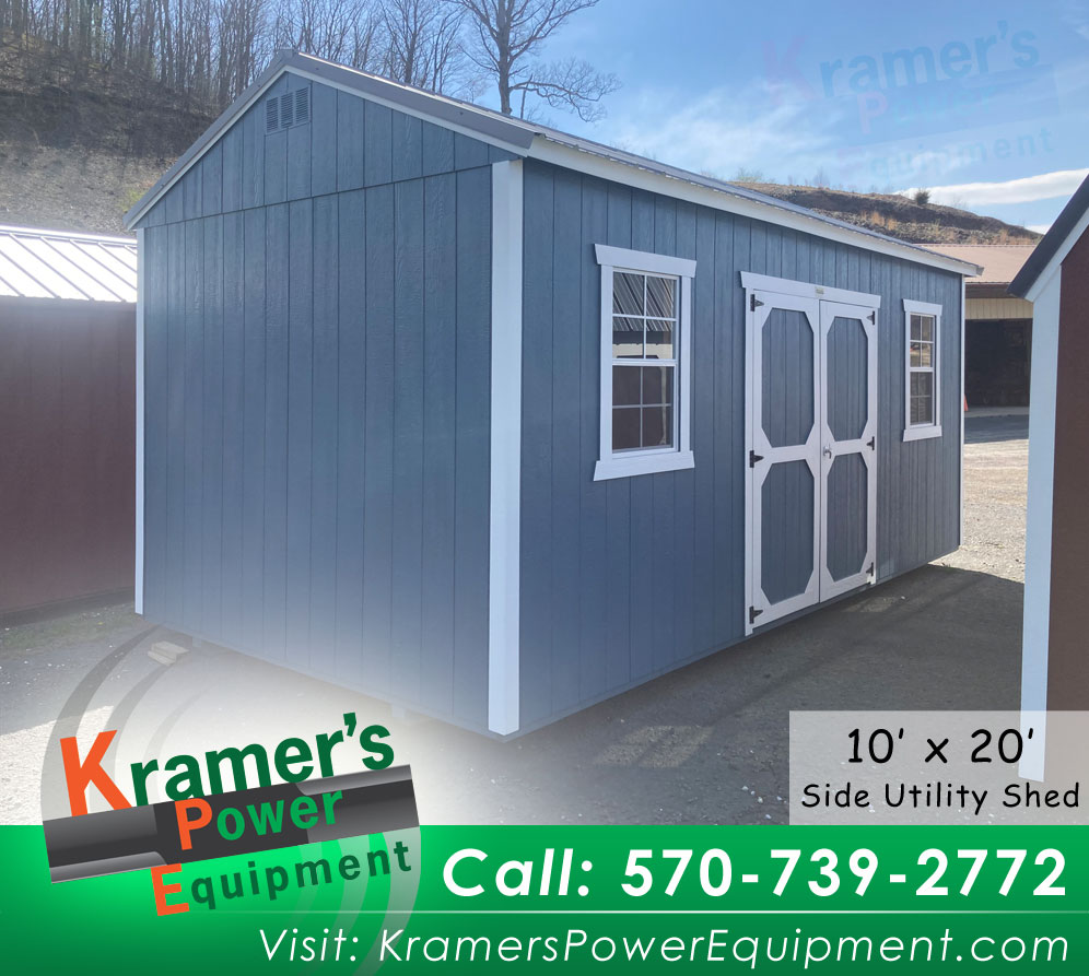 Smokey Blue Side Utility with Windows (10'x20')