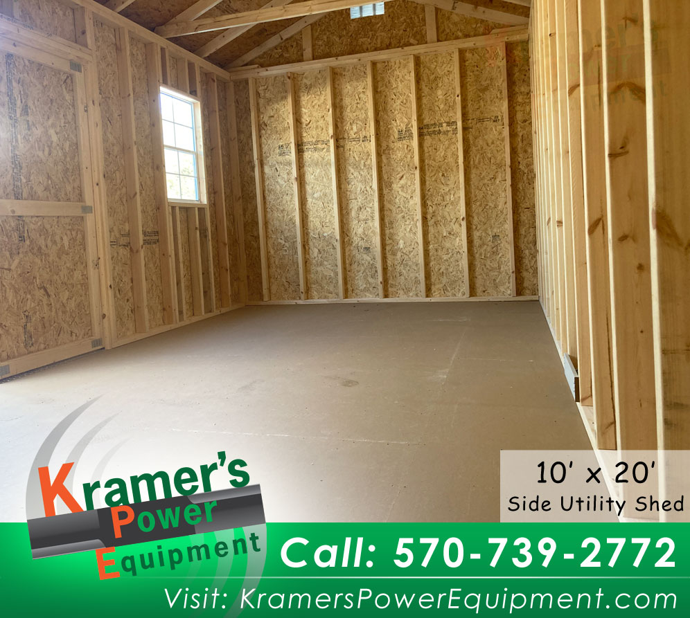 Smokey Blue Side Utility with Windows (10'x20') Inside and studs