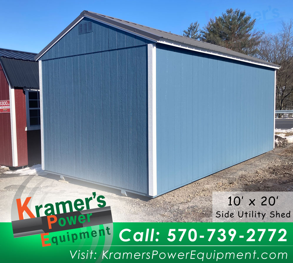 Smokey Blue Side Utility with Windows (10' x 20')