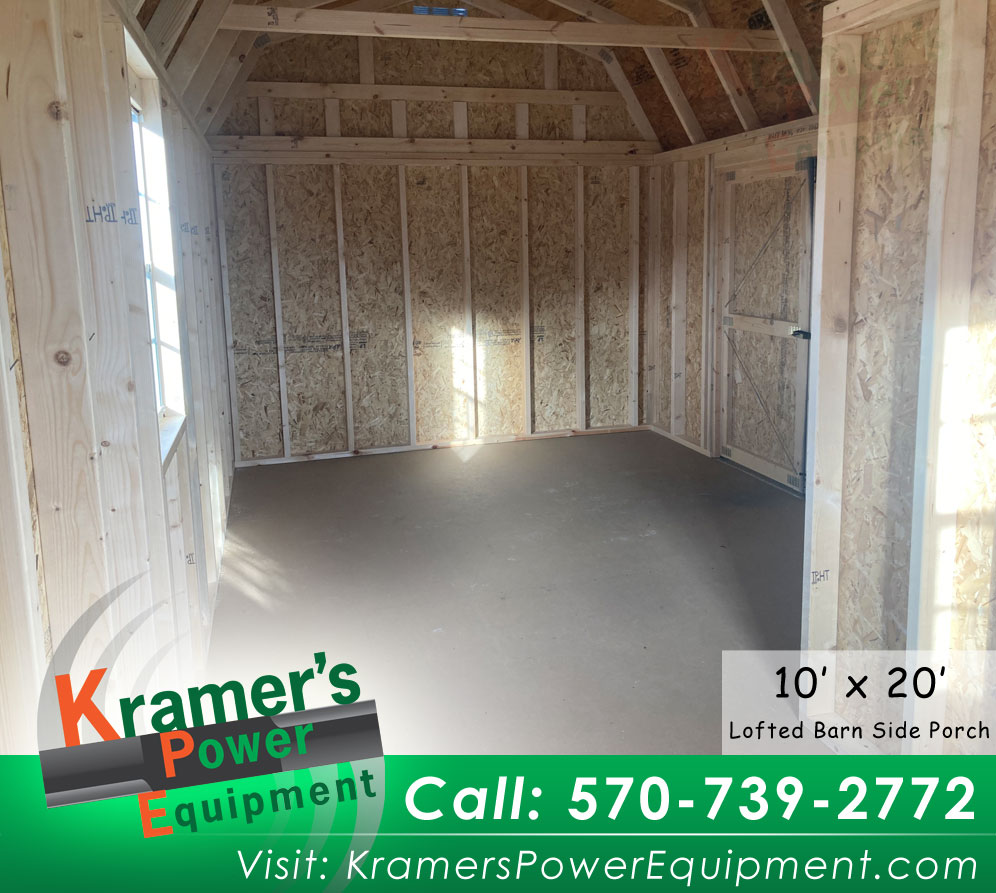 Inside shed with Side Porch