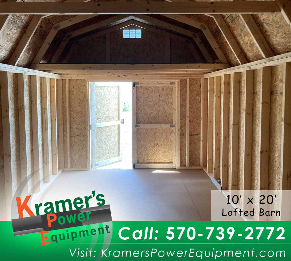 White Lofted Barn with Shelves (10'x20')