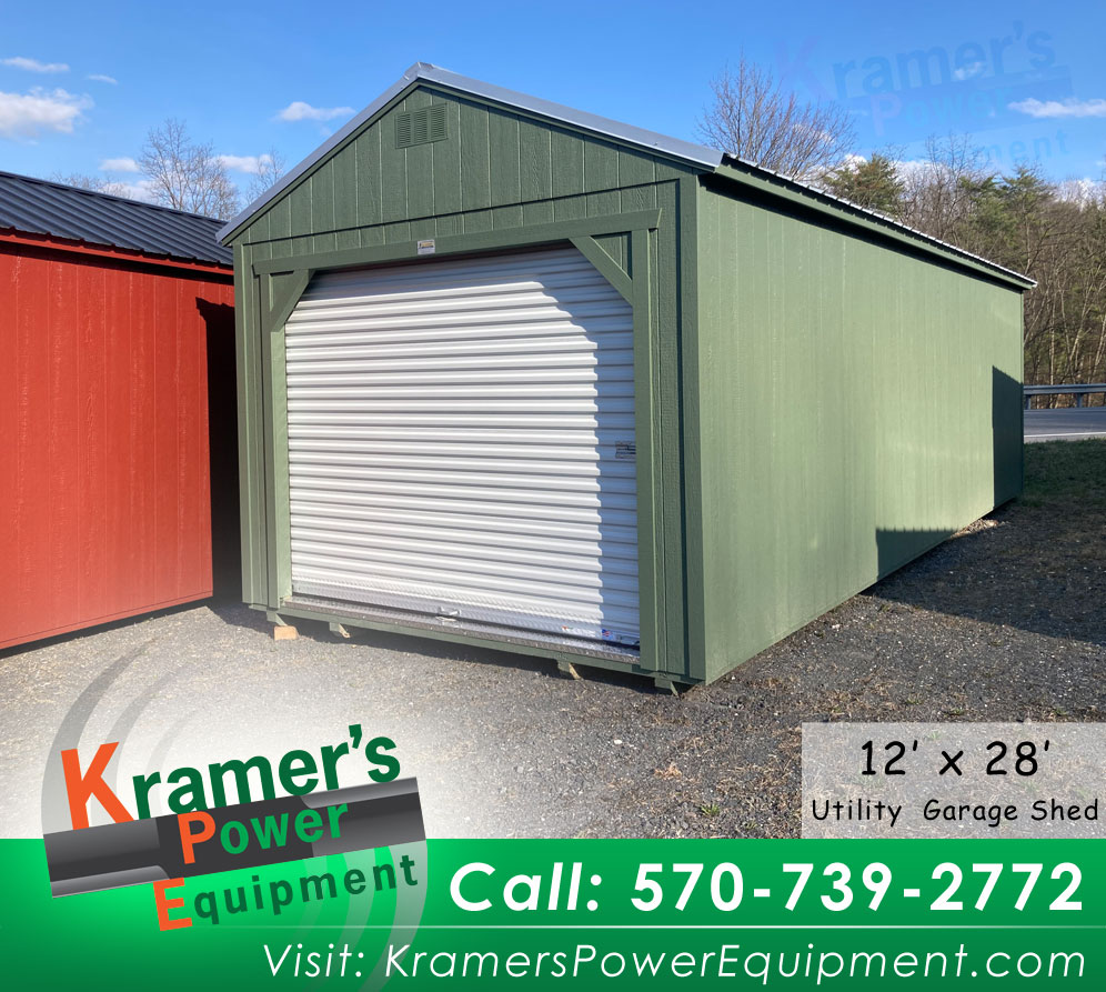 Green Garage Shed with a Window (12'x28') - Price Sale Sheet