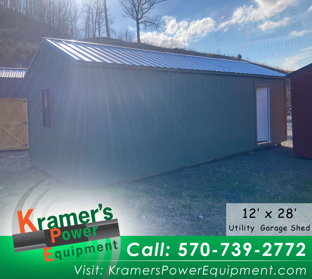 Green Garage Shed with a Window (12'x28') - Price Sale Sheet
