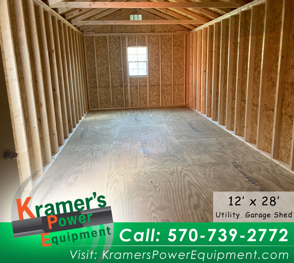 Green Garage Shed with a Window (12'x28') - Price Sale Sheet