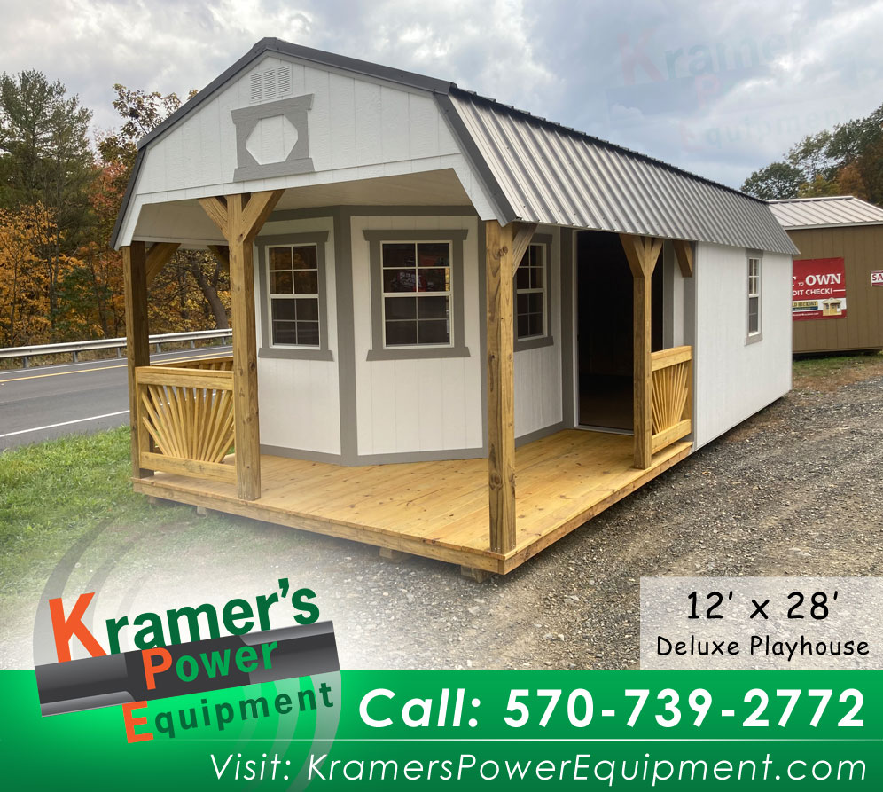 White Deluxe Playhouse Shed (12'x28')