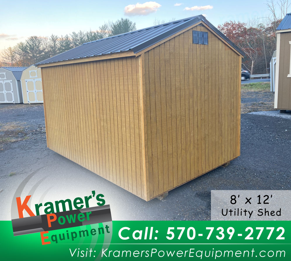 Back view of 8'x12' Honey Gold Utility Shed
