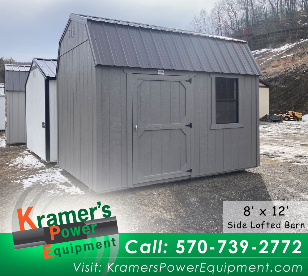 Gray Side Lofted Barn with Window (8'x12') - Price Sale Sheet