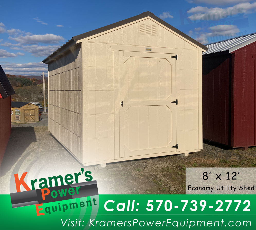 Navajo White Shed (8' x 12') with four foot door open
