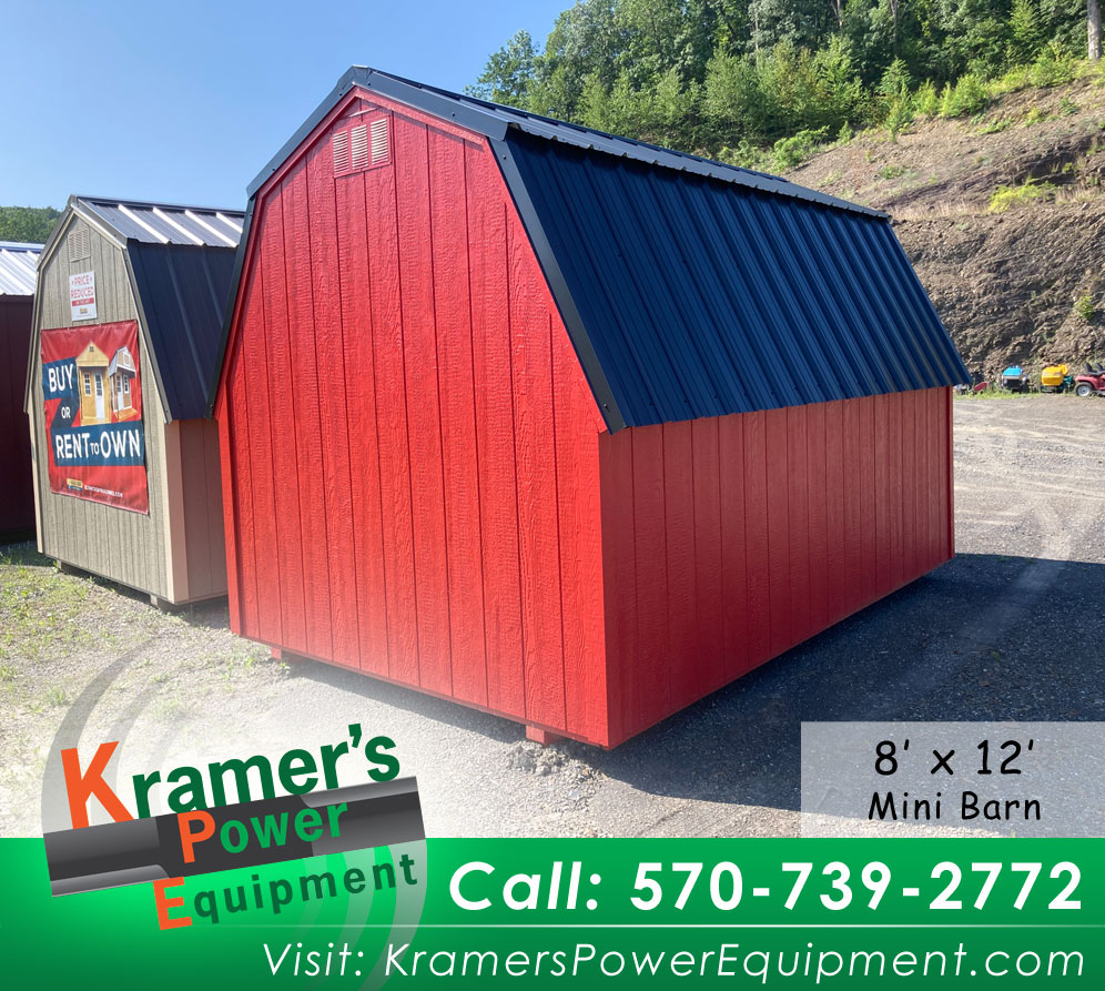 Back of Red Mini Barn Shed (8'x12')