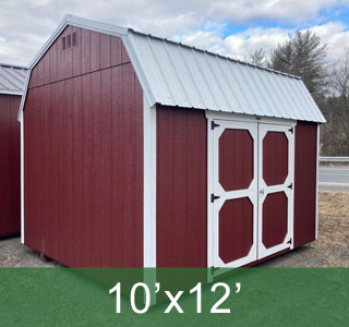 10'x12' High Quality Lofted Barn that is Pinnacle Red LP Smartpanel siding