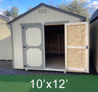 Patio Shed With Shelves (10'x12') - Beige Siding Color
