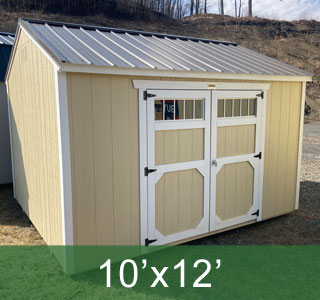 Side Utility Shed (10'x12') Beige with Windows in The Doors