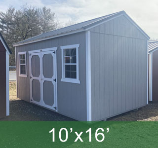 Gray Shed With Windows (10'x16') and 8 foot walls