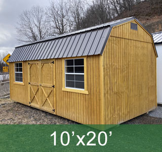 honey gold side lofted barn with windows