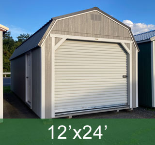 Gray Lofted Barn Garage